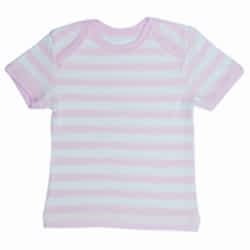 Canboli Organik Bebek Kısa Kollu T-shirt  Çizgili Açık Pembe  0-3 Ay 