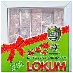 Greenapple Organik Lokum  Bademli  Vişne  Çilek  Nar  300g
