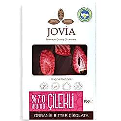 Jovia Organik Bitter Çikolata  Tane Çilekli %70 Kakao  85g