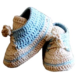 Organic Bonny Baby Organik El Yapımı Bağcıklı Patik  6-12 Ay  Mavi 