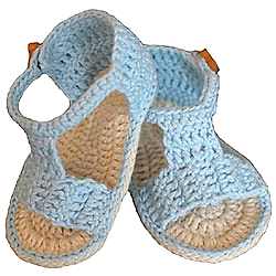 Organic Bonny Baby Organik El Yapımı Sandalet  0-6 Ay  Mavi 