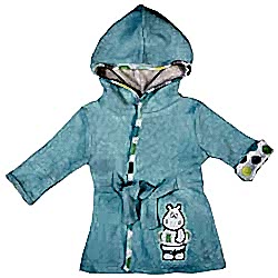 OrganicKid Organik Bornoz  Mavi  Hipopotam  3 Yaş 